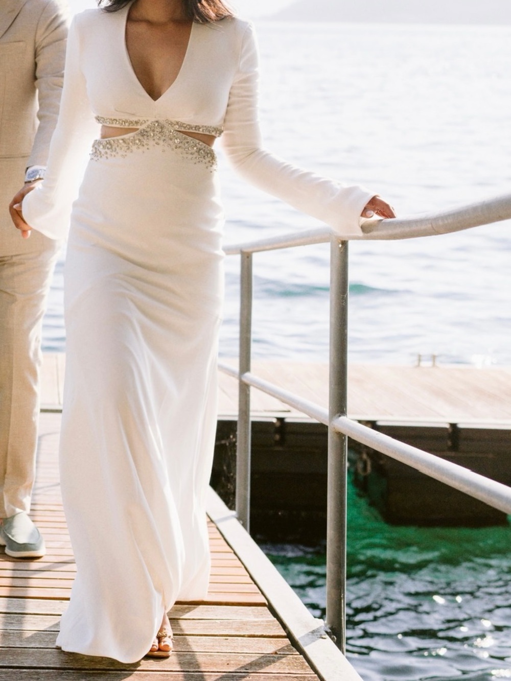 A.L.C. Trina dress Elegant White Cutout Evening Gown with Rhinestone Accents - Picture 4 of 4